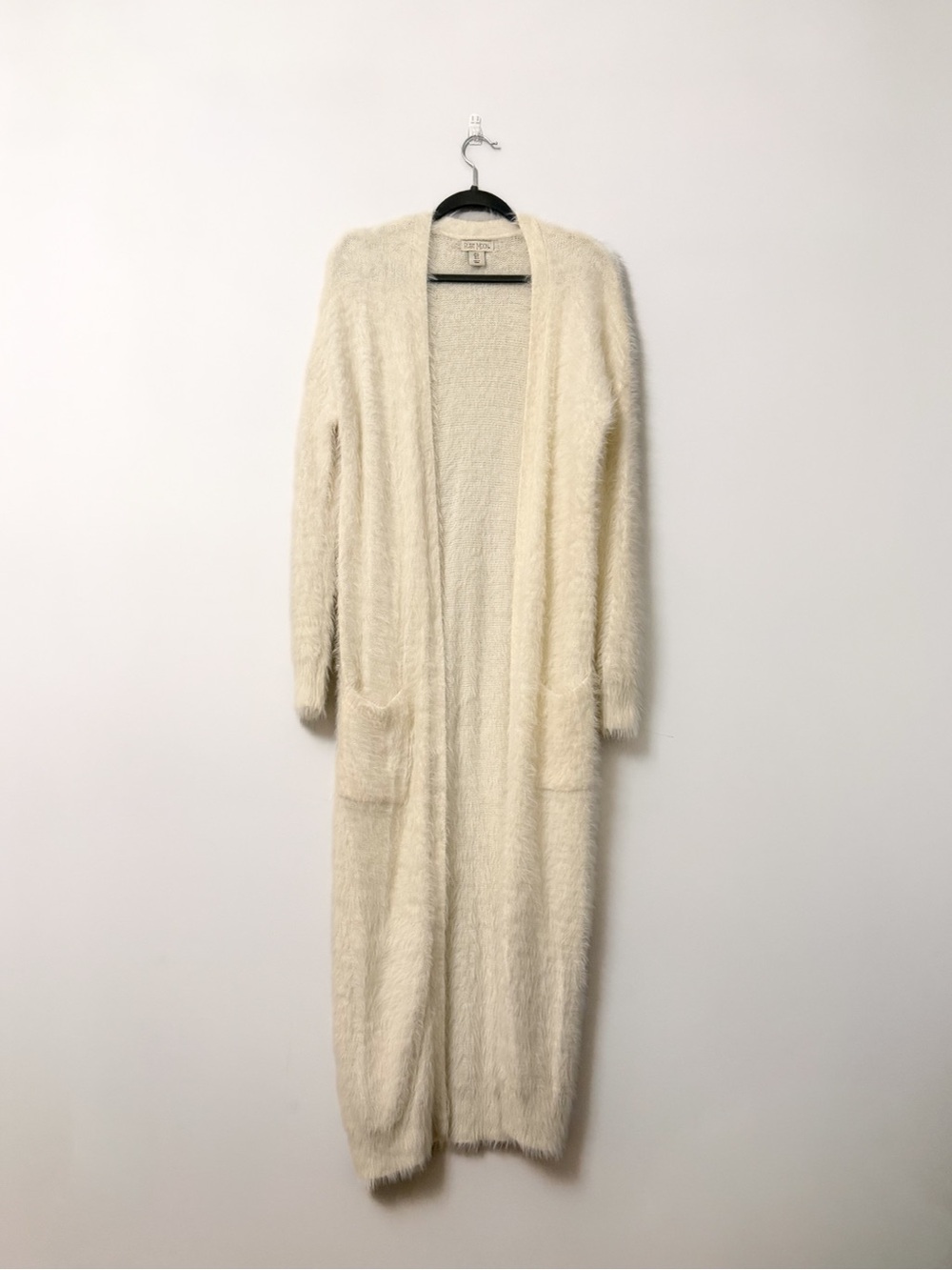 ruby moon Long Cream Fuzzy Open-Front Cardigan